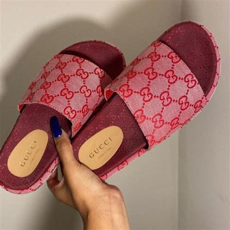 gucci hot pink loafer slides|Gucci slides discount.